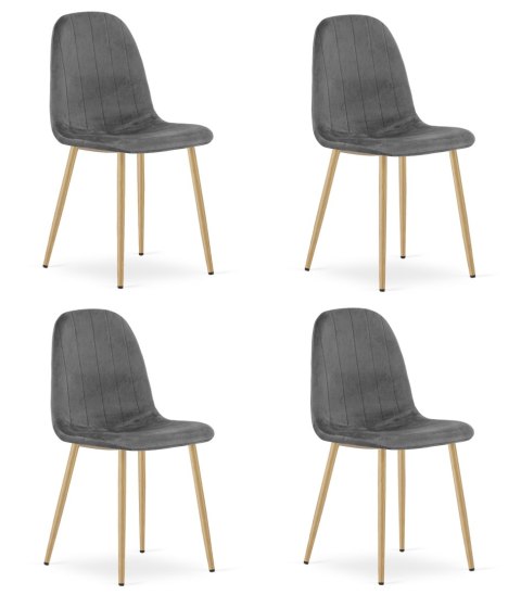 Krzesło PADVA - aksamit szary ciemny / nogi dąb x 4
