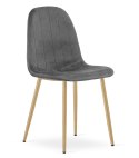 Krzesło PADVA - aksamit szary ciemny / nogi dąb x 4