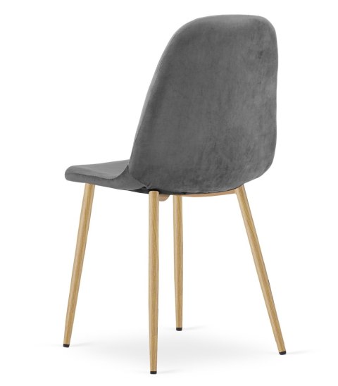 Krzesło PADVA - aksamit szary ciemny / nogi dąb x 4