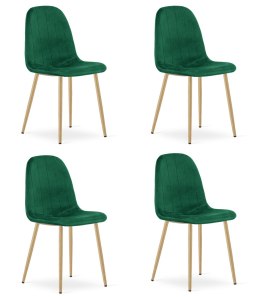 Krzesło PADVA - aksamit zieleń / nogi dąb x 4