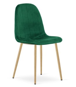Krzesło PADVA - aksamit zieleń / nogi dąb x 4