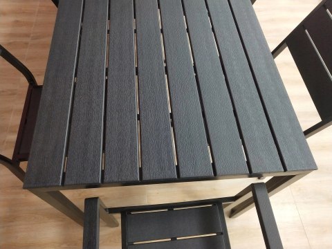 STÓŁ OGRODOWY TERRASSA, 156X78 CM, 6-OSOBOWY, CZARNY, POLYWOOD, NA TARAS