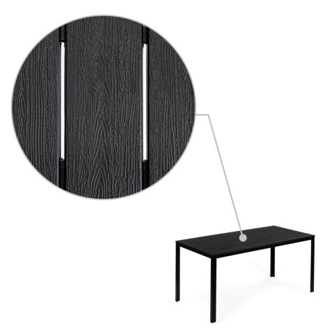 STÓŁ OGRODOWY TERRASSA, 156X78 CM, 6-OSOBOWY, CZARNY, POLYWOOD, NA TARAS