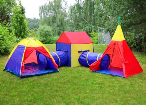 NAMIOTY DLA DZIECI 5W1 LUDIUS, ZESTAW TIPI, IGLO, DOMEK, TUNELE, OGRODOWY