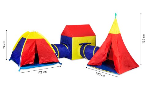 NAMIOTY DLA DZIECI 5W1 LUDIUS, ZESTAW TIPI, IGLO, DOMEK, TUNELE, OGRODOWY