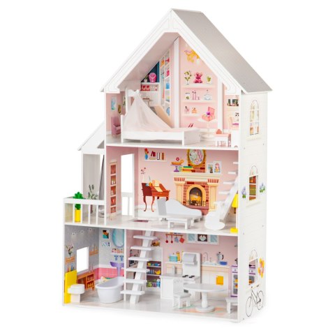 DOMEK DLA LALEK DREWNIANY PALAZZO, 15 MEBELKÓW, DUŻY 126CM, ECOTOYS