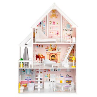 DOMEK DLA LALEK DREWNIANY PALAZZO, 15 MEBELKÓW, DUŻY 126CM, ECOTOYS