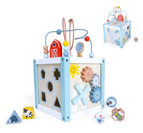 KOSTKA EDUKACYJNA DREWNIANA LUDICO, SORTER, LABIRYNT, ECOTOYS, 12M