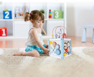 KOSTKA EDUKACYJNA DREWNIANA LUDICO, SORTER, LABIRYNT, ECOTOYS, 12M