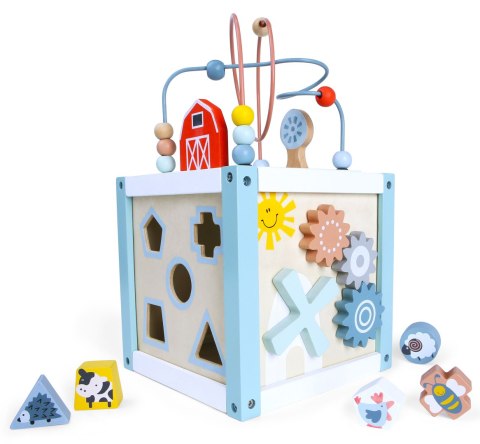 KOSTKA EDUKACYJNA DREWNIANA LUDICO, SORTER, LABIRYNT, ECOTOYS, 12M