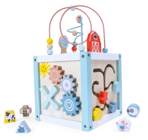 KOSTKA EDUKACYJNA DREWNIANA LUDICO, SORTER, LABIRYNT, ECOTOYS, 12M