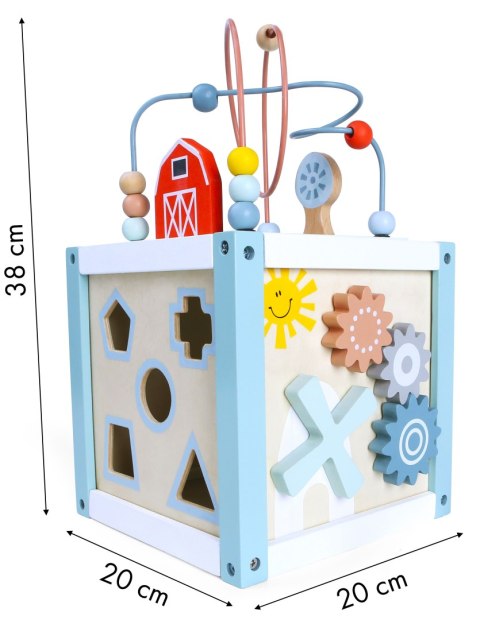 KOSTKA EDUKACYJNA DREWNIANA LUDICO, SORTER, LABIRYNT, ECOTOYS, 12M