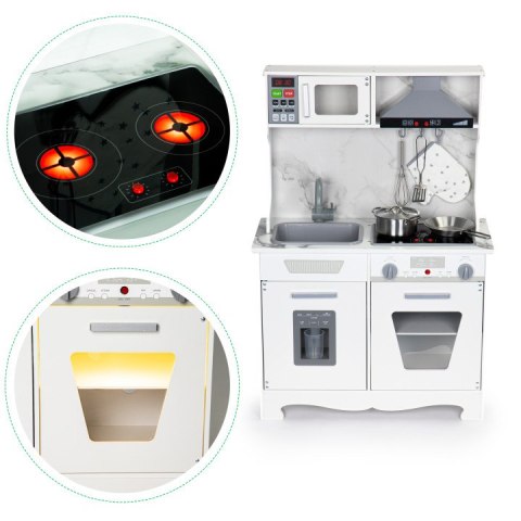 KUCHNIA DREWNIANA DLA DZIECI CUCINA, ŚWIATŁO, DŹWIĘK, AKCESORIA, ECOTOYS