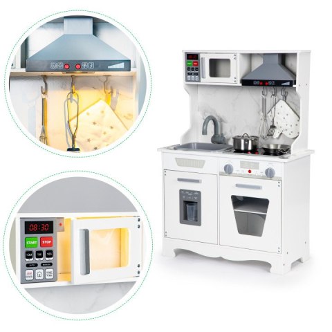 KUCHNIA DREWNIANA DLA DZIECI CUCINA, ŚWIATŁO, DŹWIĘK, AKCESORIA, ECOTOYS
