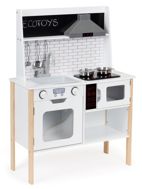 DREWNIANA KUCHNIA DLA DZIECI CUCINA, LED, DŹWIĘKI, AKCESORIA, ECOTOYS, DUŻA