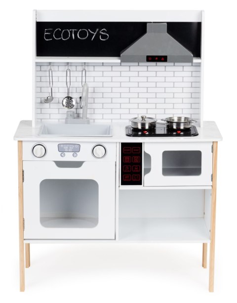 DREWNIANA KUCHNIA DLA DZIECI CUCINA, LED, DŹWIĘKI, AKCESORIA, ECOTOYS, DUŻA