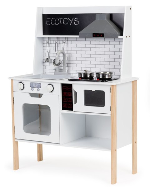 DREWNIANA KUCHNIA DLA DZIECI CUCINA, LED, DŹWIĘKI, AKCESORIA, ECOTOYS, DUŻA