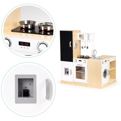 KUCHNIA DREWNIANA CUCINA, DUŻA, MODUŁOWA, ŚWIATŁO, DŹWIĘK, ECOTOYS, TABLICA