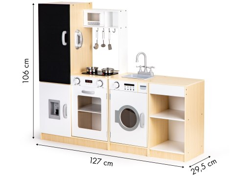 KUCHNIA DREWNIANA CUCINA, DUŻA, MODUŁOWA, ŚWIATŁO, DŹWIĘK, ECOTOYS, TABLICA