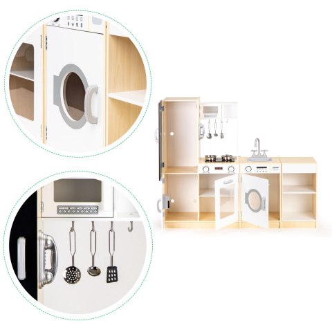 KUCHNIA DREWNIANA CUCINA, DUŻA, MODUŁOWA, ŚWIATŁO, DŹWIĘK, ECOTOYS, TABLICA