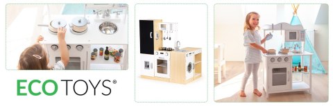 KUCHNIA DREWNIANA CUCINA, DUŻA, MODUŁOWA, ŚWIATŁO, DŹWIĘK, ECOTOYS, TABLICA