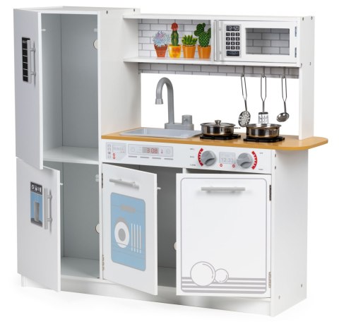 KUCHNIA DREWNIANA DLA DZIECI, CULINARA, ECOTOYS, LED, METALOWE AKCESORIA