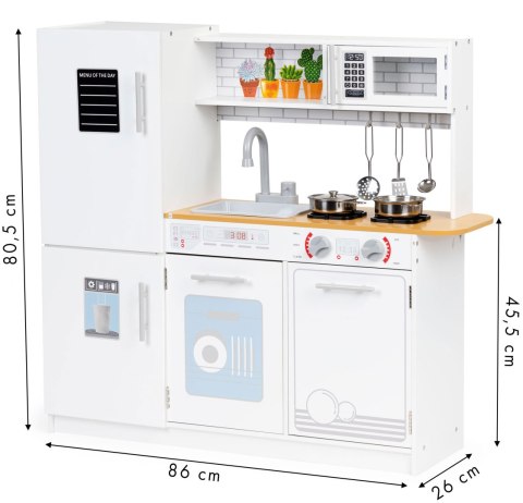 KUCHNIA DREWNIANA DLA DZIECI, CULINARA, ECOTOYS, LED, METALOWE AKCESORIA
