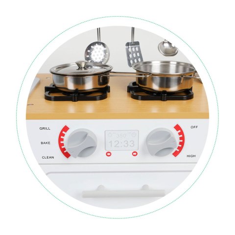 KUCHNIA DREWNIANA DLA DZIECI, CULINARA, ECOTOYS, LED, METALOWE AKCESORIA