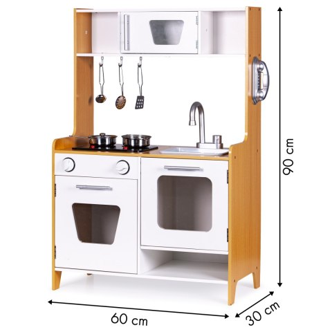 KUCHNIA DREWNIANA DLA DZIECI CUCINA, ŚWIATŁO, DŹWIĘK, AKCESORIA, ECOTOYS