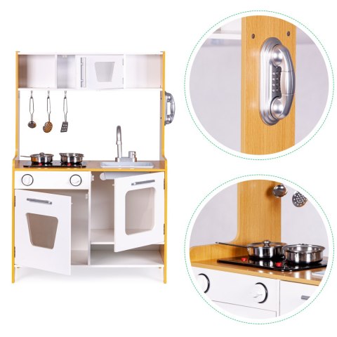 KUCHNIA DREWNIANA DLA DZIECI CUCINA, ŚWIATŁO, DŹWIĘK, AKCESORIA, ECOTOYS