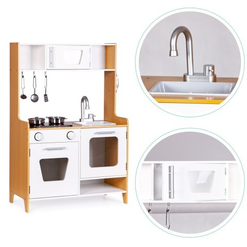 KUCHNIA DREWNIANA DLA DZIECI CUCINA, ŚWIATŁO, DŹWIĘK, AKCESORIA, ECOTOYS