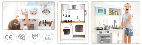 KUCHNIA DREWNIANA DLA DZIECI CUCINA, ŚWIATŁO, DŹWIĘK, AKCESORIA, ECOTOYS