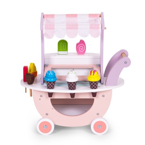 WÓZEK LODZIARNIA DREWNIANA DLA DZIECI, DOLCETTO, LODY NA MAGNESY, ECOTOYS