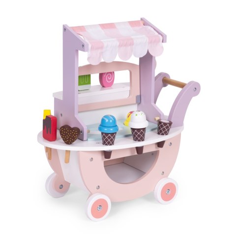 WÓZEK LODZIARNIA DREWNIANA DLA DZIECI, DOLCETTO, LODY NA MAGNESY, ECOTOYS