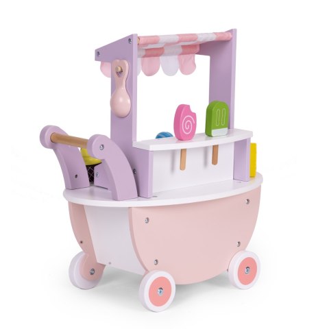 WÓZEK LODZIARNIA DREWNIANA DLA DZIECI, DOLCETTO, LODY NA MAGNESY, ECOTOYS