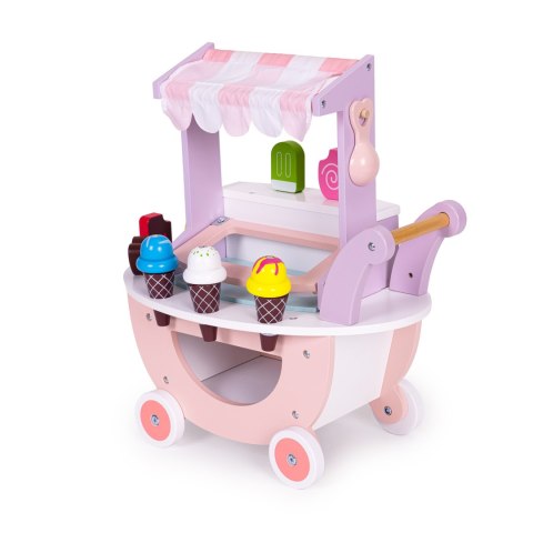 WÓZEK LODZIARNIA DREWNIANA DLA DZIECI, DOLCETTO, LODY NA MAGNESY, ECOTOYS