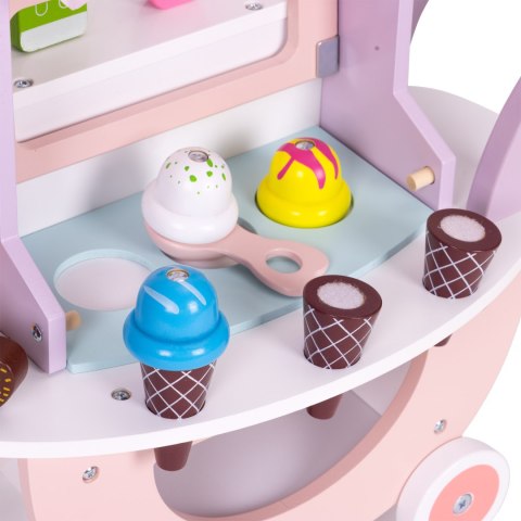 WÓZEK LODZIARNIA DREWNIANA DLA DZIECI, DOLCETTO, LODY NA MAGNESY, ECOTOYS