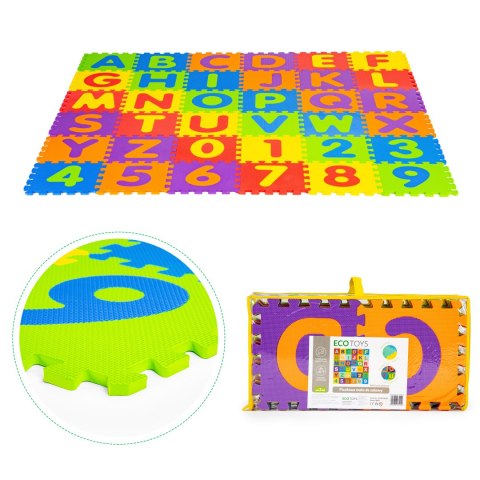 MATA PIANKOWA PUZZLE LUDO, EDUKACYJNA, 178X178 CM, LITERY CYFRY, PIANKA EVA