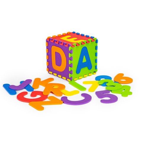 MATA PIANKOWA PUZZLE LUDO, EDUKACYJNA, 178X178 CM, LITERY CYFRY, PIANKA EVA