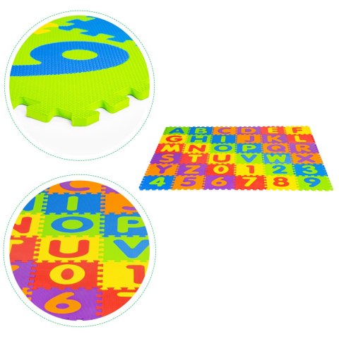 MATA PIANKOWA PUZZLE LUDO, EDUKACYJNA, 178X178 CM, LITERY CYFRY, PIANKA EVA