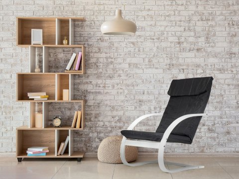 FOTEL BUJANY FIDELIS, SKANDYNAWSKI, NA BIEGUNACH, CZARNY, DO SALONU, STYL