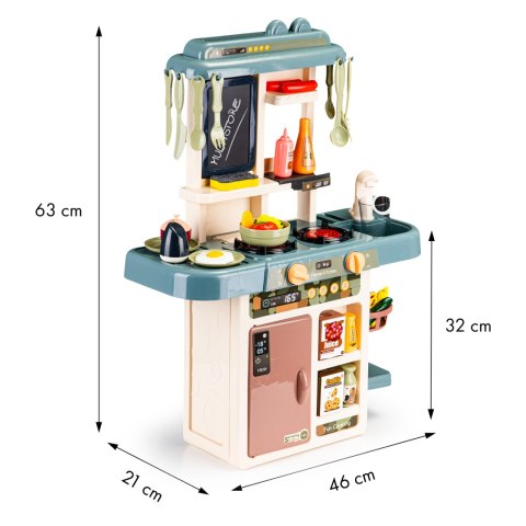 KUCHNIA DLA DZIECI CUCINA, GENERATOR PARY, WODA, DŹWIĘK, 46 ELEMENTÓW
