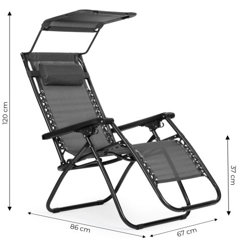 LEŻAK OGRODOWY Z DASZKIEM AEGIS, ZERO GRAVITY, SKŁADANY, TARAS, PLAŻA