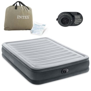 MATERAC DMUCHANY 2-OSOBOWY SOMNIA, POMPKA ELEKTRYCZNA, WELUR, 191X137X33CM