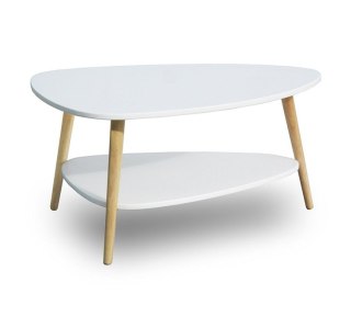 STOLIK KAWOWY ŁAWA AEROIS, DO SALONU, Z PÓŁKĄ, BIAŁY, LOFT, STÓŁ