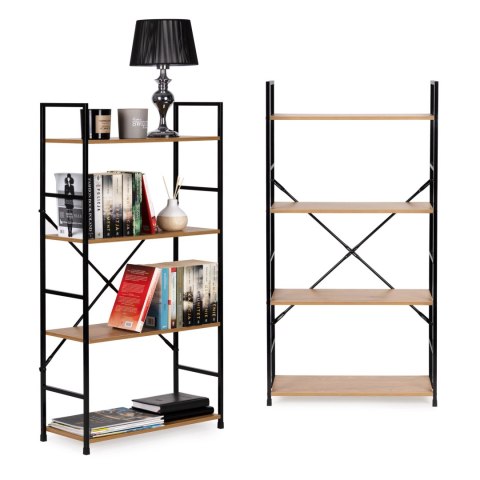 REGAŁ LOFT STRETTO, NA KSIĄŻKI, PÓŁKA, SZAFKA, DO SALONU, INDUSTRIALNY, DĄB