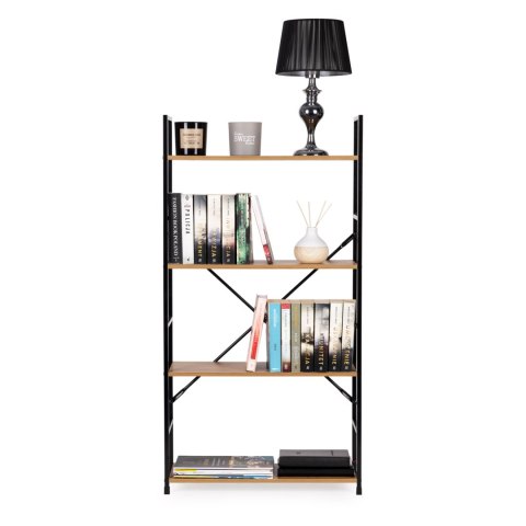 REGAŁ LOFT STRETTO, NA KSIĄŻKI, PÓŁKA, SZAFKA, DO SALONU, INDUSTRIALNY, DĄB