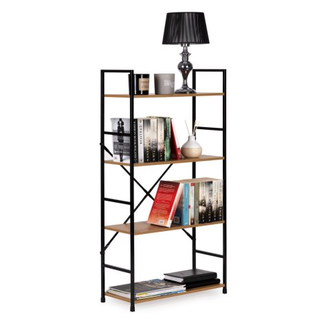 REGAŁ LOFT STRETTO, NA KSIĄŻKI, PÓŁKA, SZAFKA, DO SALONU, INDUSTRIALNY, DĄB