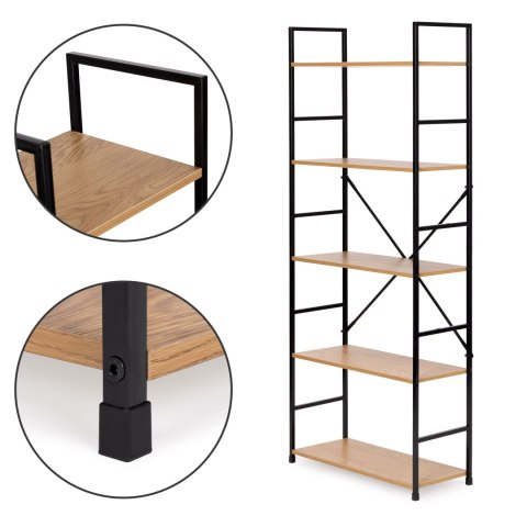 REGAŁ NA KSIĄŻKI STRUCTURA, LOFT, INDUSTRIALNY, DO SALONU, 5 PÓŁEK, 144 CM