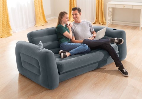 SOFA DMUCHANA ROZKŁADANA AERIOVA, INTEX, KANAPA, MATERAC 2-OSOBOWY, WELUR